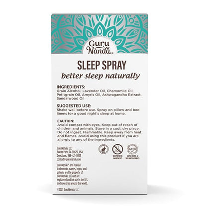 GuruNanda Sleep Spray (1 Fl oz) - 100% Pure & Natural Blend of Lavender, Chamomile & Aromatherapy Essential Oils - Supports Calm & Relaxed Rest - Bedtime Mist for Bed, Pillows or Linen