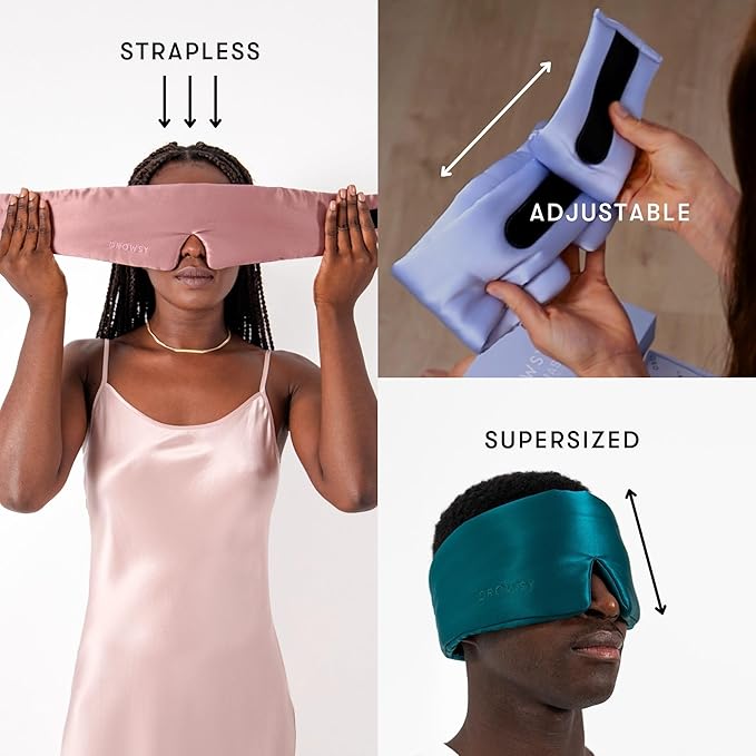 DROWSY Silk Sleep Mask. Face-Hugging, Padded Silk Cocoon for Luxury Sleep in Total Darkness. (Lavender Haze)