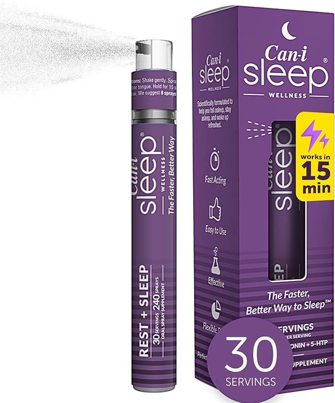 Sleep Fast & Longer - Vitamin Spray Can I Sleep Natural Sleep Aid with Melatonin, GABA, & 5-HTP - Nighttime Rejuvia Melatonin Spray - Made in USA - Multivitamin for Adults by Can-i Wellness