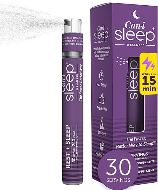 Sleep Fast & Longer - Vitamin Spray Can I Sleep Natural Sleep Aid with Melatonin, GABA, & 5-HTP - Nighttime Rejuvia Melatonin Spray - Made in USA - Multivitamin for Adults by Can-i Wellness