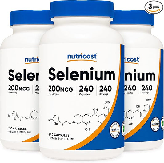 Nutricost Selenium 200mcg, 240 Veggie Caps (3 Bottles) - Non-GMO, Gluten Free L-Selenomethionine â¦