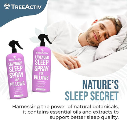 TreeActiv Lavender Pillow Spray for Sleep - 16 oz, Mist for Pillows and Bed, Witch Hazel Infused