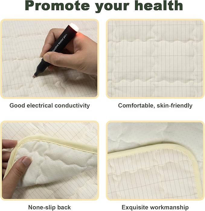 Grounding Sheet 34.2x50 Inch, Cotton Earth Mat for Stress Relief & Sleep Improvement, Grounding Blanket with Silver Fiber for Home/Office Use