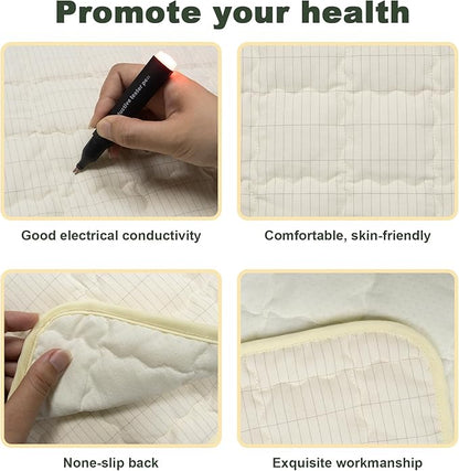 Grounding Sheet 34.2x50 Inch, Cotton Earth Mat for Stress Relief & Sleep Improvement, Grounding Blanket with Silver Fiber for Home/Office Use