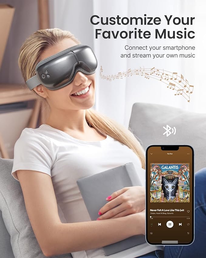 RENPHO Eye Massager Eyeris 1, Fathers Day Birthday Gifts for Mom Dad Women Men Her Him FSA HSA Eligible, Sleep Mask with Heat Bluetooth Music, Relax Eye
