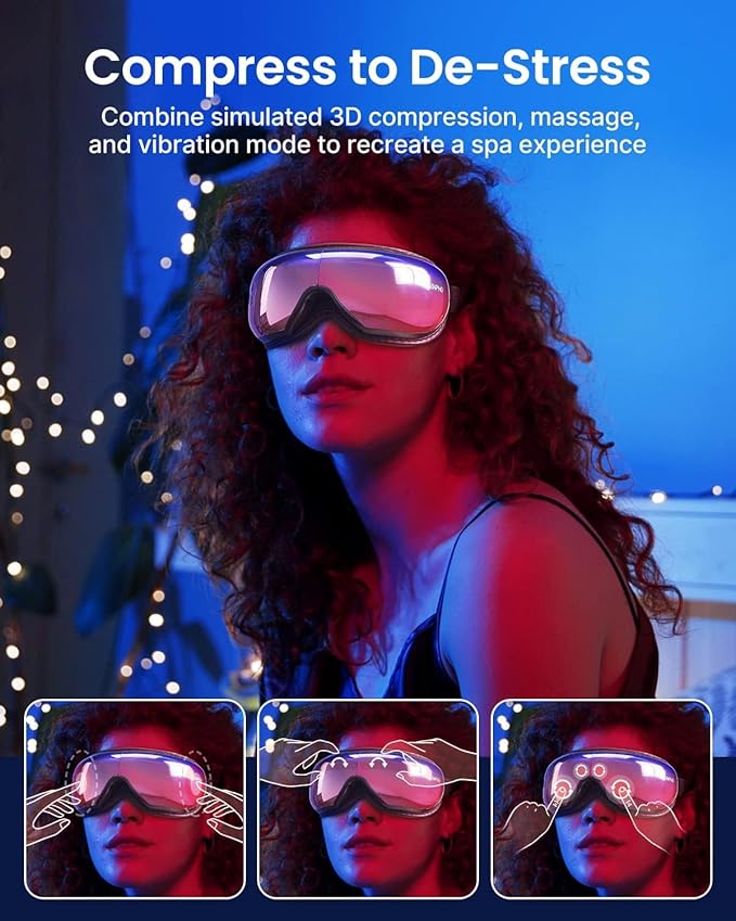 RENPHO Father's Day Gifts Eyeris 1 Eye Massager with Heat, Sleep Mask with Bluetooth Music, Face Massager, Eye Care Device, Reduce Eye Strain Birthday Gifts for Women Men Her Him