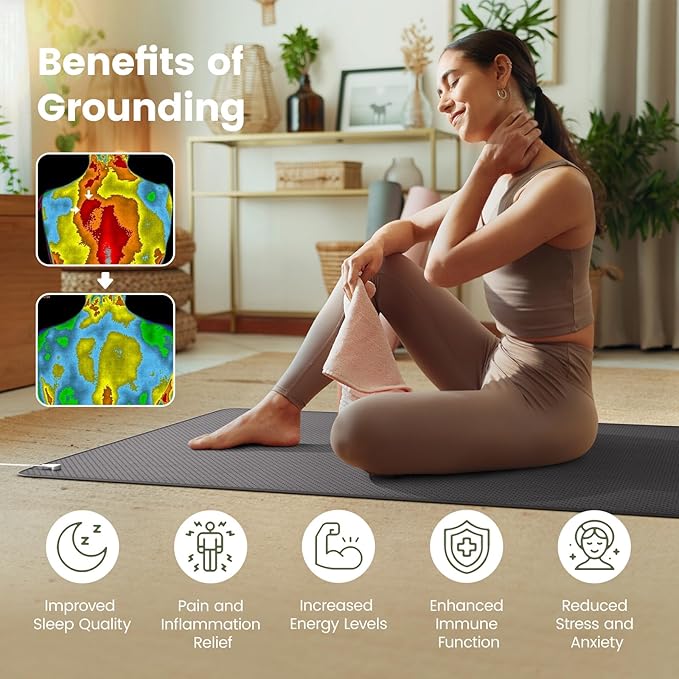 Grounding Mat for Bed, 27x76 inches Sleep Ground Mats, Boost Energy, Improve Sleep, Reduce Anxiety - Reconnect to Nature with Our Grounding Mat