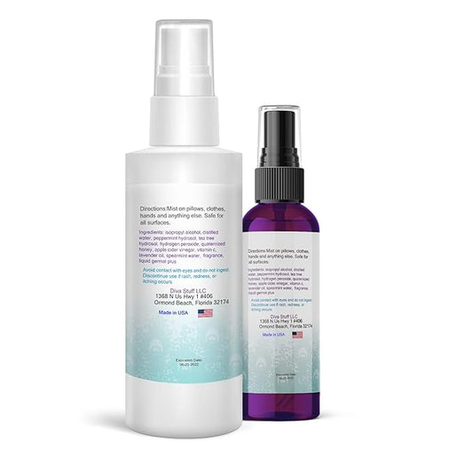 Diva Stuff Travelers Mist - Promotes Clear Skin & Protects from Acne-Causing Funk, Cleans Pillows & Sheets - Aromatherapy Spray for Relaxation and Sleep, Made in USA (Soothing Green Tea, Dual Pack)