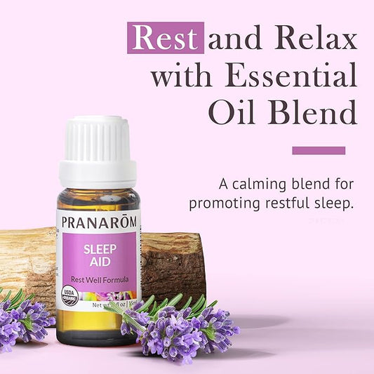 Pranarom - Sleep Aid Essential Oil Blend (15ml) - Lavender, Spikenard, Clary Sage, Vetiver, Roman Chamomile - 100% Pure Essential Oil for Diffusing & Relaxation|USDA and ECOCERT Certified Organic