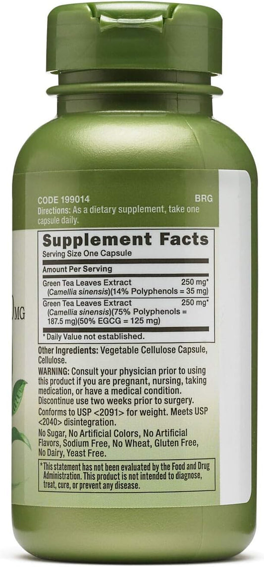 GNC Herbal Plus Green Tea Complex 500mg, 100 Capsules, Metabolism Support