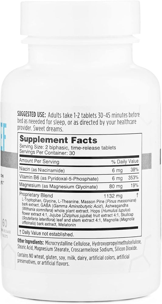 Sleep Relief Melatonin Natural Formula | Soothing Bedtime Supplement | Sleep Support with Magnesium and L-Theanine | 60ct Tablets