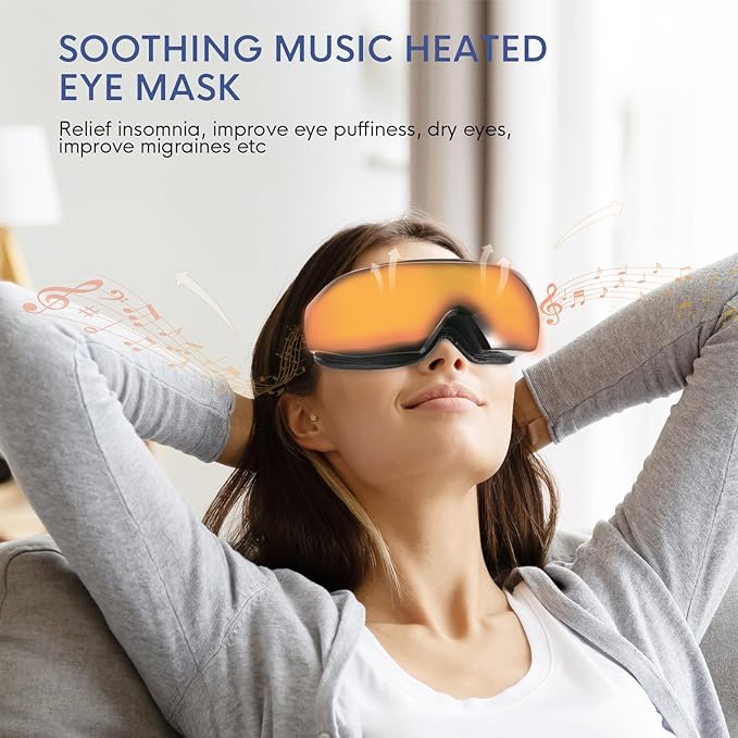 NOWWISH Eye Massager with Heat - Smart Eye Mask for Relax Eye, Birthday Gifts for Women and Men, Gifts for Mom Dad - Black