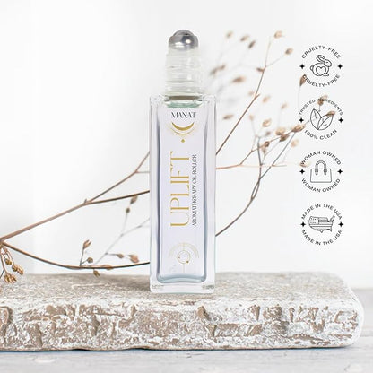 Uplift Essential Oil Roll On –100% Natural Aromatherapy – 10ml Glass Roller Ball – Boost Energy & Enhance Mental Clarity Blend w/Orange, Grapefruit & Spearmint - Energizing, Self Care, Gift