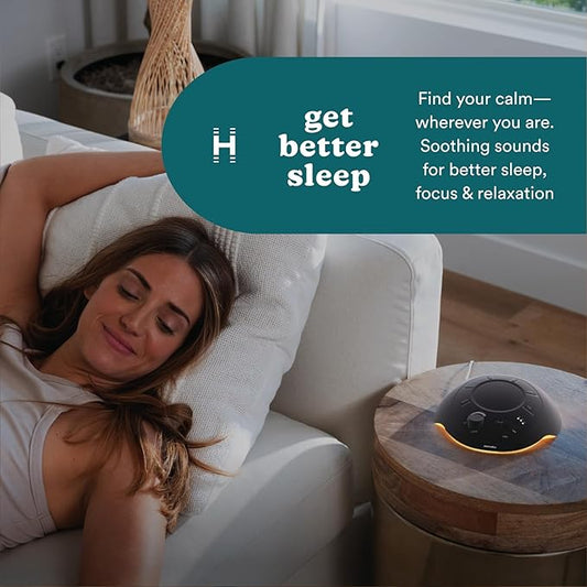 Homedics Premium Sleep Better Portable Sound Machine, Night Light,12 Soothing Sounds Including White Noise, Rain, and Thunderstorm, Ultra-Portable Design, Auto-Off Timer,for Travel & Baby Sleep, Black