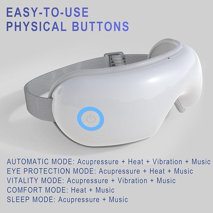 Eye Massager with Heat and Music for Migraines,Eye Care Gift for Mother's Day,Sleep Eye Mask for Reduce Eye Strain