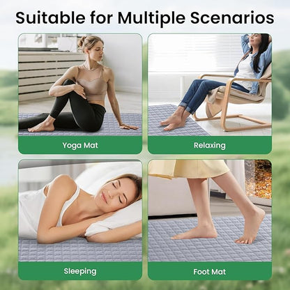 Grounding Mat for Bed, Silver Fiber Grounding Blanket – Stress & Pain Relief, Enhanced Sleep, Inflammation Reduction, Balance Restoration - Gifts for Women | Gray 35"x50"