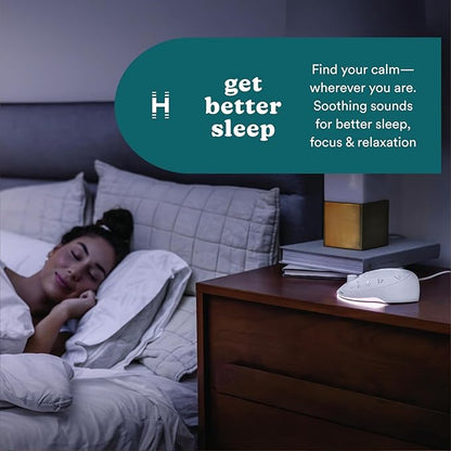 Homedics Premium Sleep Better Portable Sound Machine, Night Light,12 Soothing Sounds Including White Noise, Rain, and Thunderstorm, Ultra-Portable Design, Auto-Off Timer, for Travel & Baby Sleep