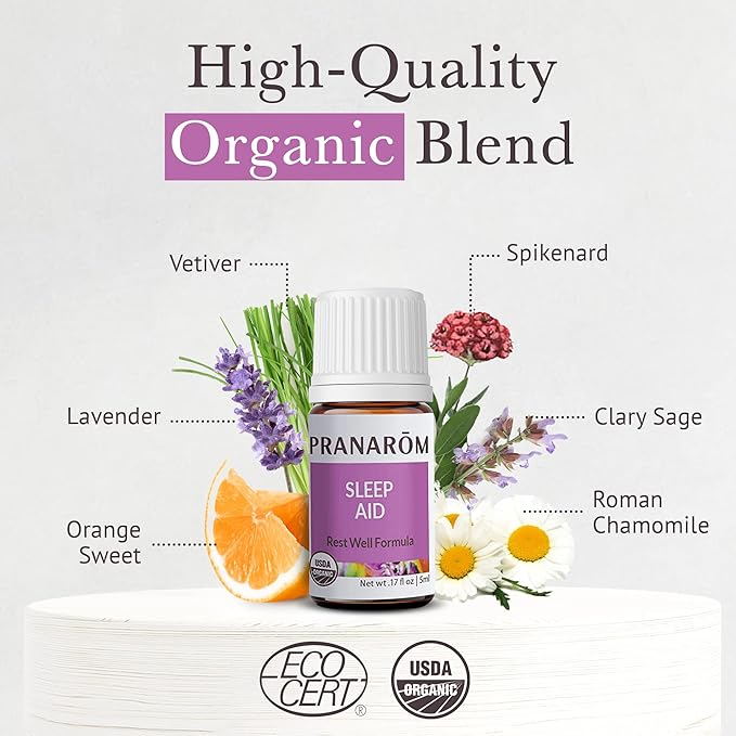 Pranarom - Sleep Aid Essential Oil Blend, Diffuser Oil for Sleep Support, Aromatherapy Oils, Oils for Diffuser for Home, Diffuser Oils with Lavender, Clary Sage, and Spikenard, 5mL