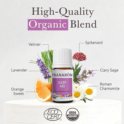 Pranarom - Sleep Aid Essential Oil Blend, Diffuser Oil for Sleep Support, Aromatherapy Oils, Oils for Diffuser for Home, Diffuser Oils with Lavender, Clary Sage, and Spikenard, 5mL