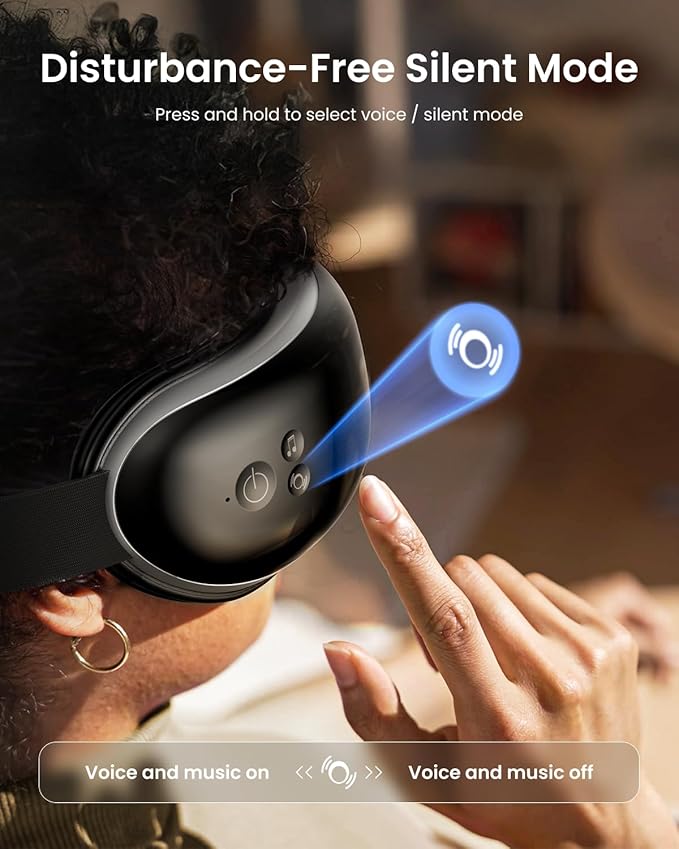 RENPHO Eye Massager with Heat, Fathers Day Birthday Gifts for Mom Dad, Heated Eye Mask, Eye Massager for Migraines with Bluetooth Music, Reduce Strain