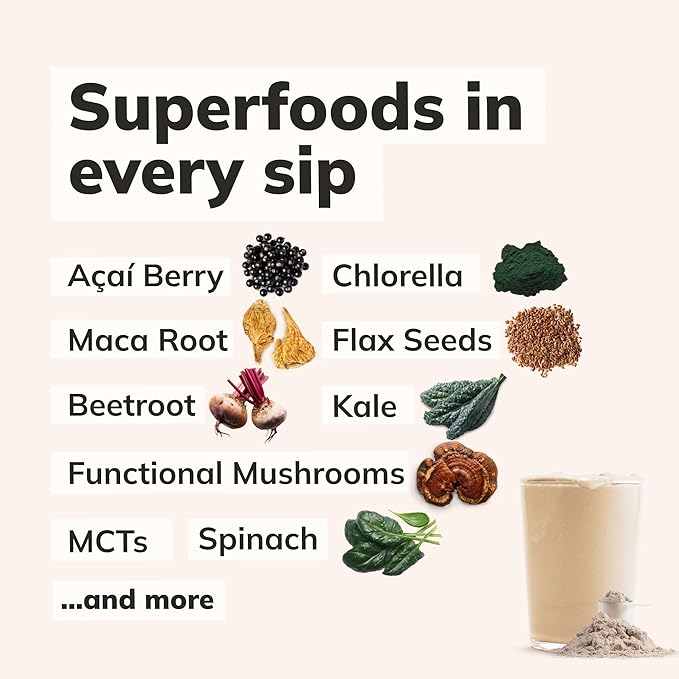 KaâChava All-In-One Nutrition Shake Blend, 85+ Superfoods & Nutrients, Meal Replacement, Greens Plant-Based Superfood Powder Protein Drink, Digestive Enzymes & Probiotics, Vegan Dairy Gluten Free, 2lb