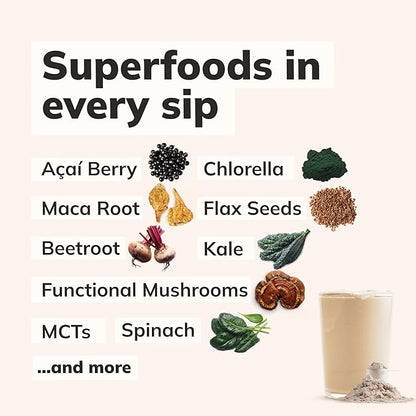 KaâChava All-In-One Nutrition Shake Blend, 85+ Superfoods & Nutrients, Meal Replacement, Greens Plant-Based Superfood Powder Protein Drink, Digestive Enzymes & Probiotics, Vegan Dairy Gluten Free, 2lb