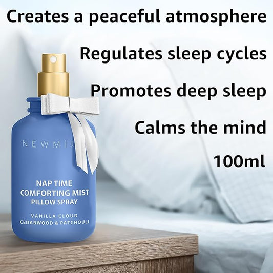 Pillow Spray Calming and Relaxing Pillow Linen Mist Vanilla Cedarwood Essential Oils Stress Relief Aromatherapy Sleep Bedtime Shower Spray Luxury Gift