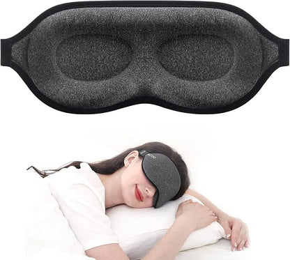 MZOO Luxury Sleep Mask for Back and Side Sleeper, Completely Block Out Light Sleeping Eye Mask for Women Men, Zero Pressure 3D Contoured Night Blindfold, Breathable & Soft Eye Shade Cover