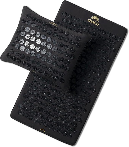 ShaktiMat Premium Acupressure Mat & All-Over Pillow Set, Level 3 Intensity in Black, Thousands of Signature Spikes That Massage Muscles, Aid Sleep & Unlock Inner Tension | Similar to Acupuncture