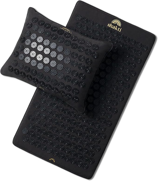 ShaktiMat Premium Acupressure Mat & All-Over Pillow Set, Level 3 Intensity in Black, Thousands of Signature Spikes That Massage Muscles, Aid Sleep & Unlock Inner Tension | Similar to Acupuncture