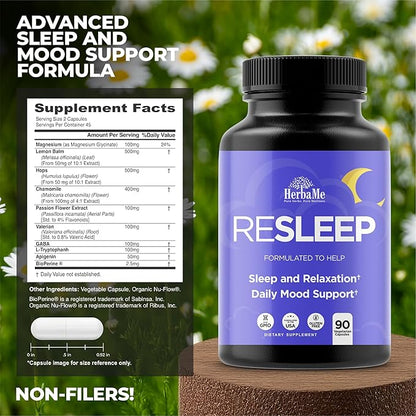 Sleep Aid Support Supplement - Melatonin Free Formula with Magnesium, Valerian, Chamomile, Apigenin, Helps Restful Sleep and Relaxation, No Grogginess Sleeping Pills