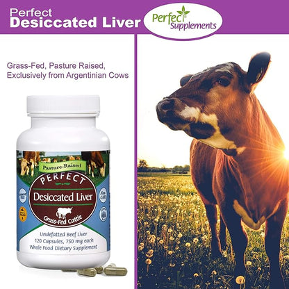 Perfect Supplements â Perfect Desiccated Liver â 120 Capsules â Undefatted Beef Liver â Natural Source of Protein, Iron, Vitamins A & B â 3 Pack