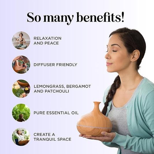 Unwind Aromatherapy Essential Oil Blend - Calming Essential Oils for Diffusers for Home Travel and Baths with Invigorating Pure Bergamot Patchouli and Citrus Essential Oils for Stress Support