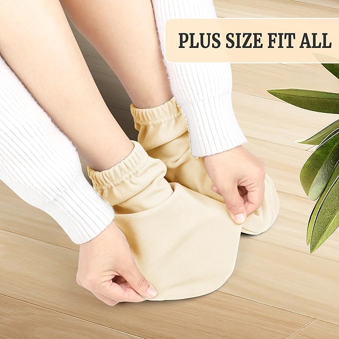 Castor Oil Pack Wrap for Feet, Castor Oil Pack Wrap Organic Cotton for Women，Castor Oil Socks for Feet Arthritis and Feet Tingling Cracking, Sleep Socks White(Oil are Not Include)