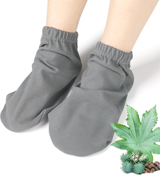 Castor Oil Pack Wrap for Feet, Castor Oil Pack Wrap Organic Cotton for Women，Castor Oil Socks for Feet Arthritis and Feet Tingling Cracking, Sleep Socks Purple(Oil are Not Include)