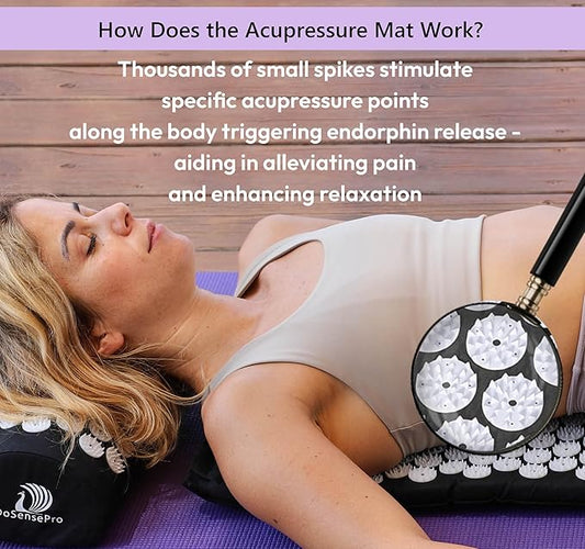 Acupressure Mat & Pillow Set - Acupressure Therapy for Back and Neck Pain Relief, Sciatica, and Pressure Point Aches Ideal Acupuncture Mat for Sleeping Aid & Recovery