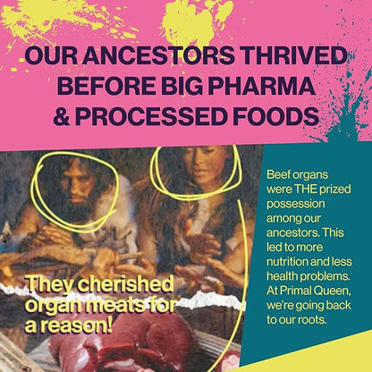 Female-Optimized Beef Organ Superfood Supplement (Beef Liver, Kidney, Heart, & 3 More) - 100% Grass Fed, Pasture Raised Cattle - Balance Hormones, Energy, & More for Women