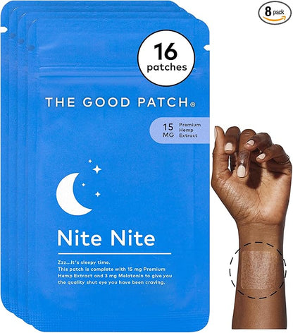 The Good Patch Nite Nite Sleep Patch Support with Hemp and Melatonin, Sustained Release, Natural Patch, Plant Powered Wearable Wellness (16 Total Patches)