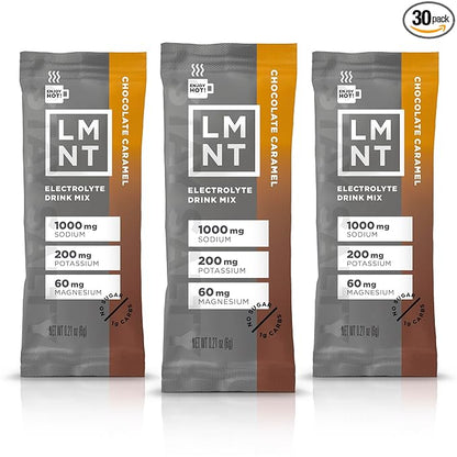 LMNT Zero Sugar Hot Chocolate or Coffee Mixer - Chocolate Caramel Salt | Drink Mix | 30-Count