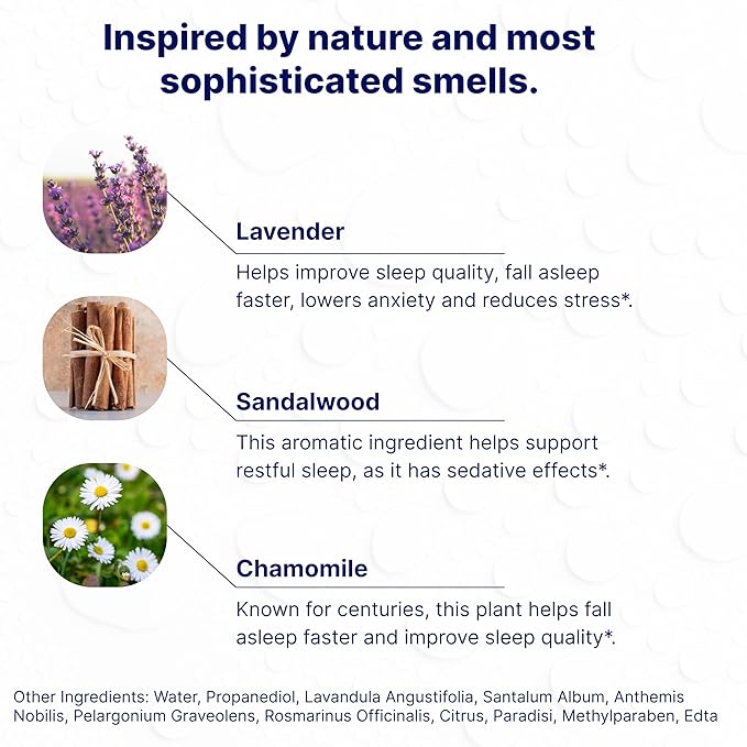 Sleep Spray - Calming Lavender Pillow Mist for Relaxation & Deep Sleep - Aromatherapy Bedding Spray Helps You Fall Asleep Faster - Soothing Bedtime Essential Oil Blend (50 ml.)