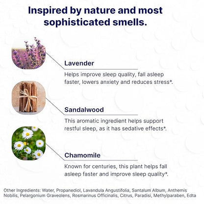 Sleep Spray - Calming Lavender Pillow Mist for Relaxation & Deep Sleep - Aromatherapy Bedding Spray Helps You Fall Asleep Faster - Soothing Bedtime Essential Oil Blend (50 ml.)