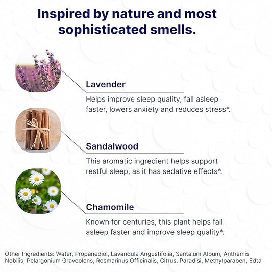 Sleep Spray - Calming Lavender Pillow Mist for Relaxation & Deep Sleep - Aromatherapy Bedding Spray Helps You Fall Asleep Faster - Soothing Bedtime Essential Oil Blend (50 ml.)