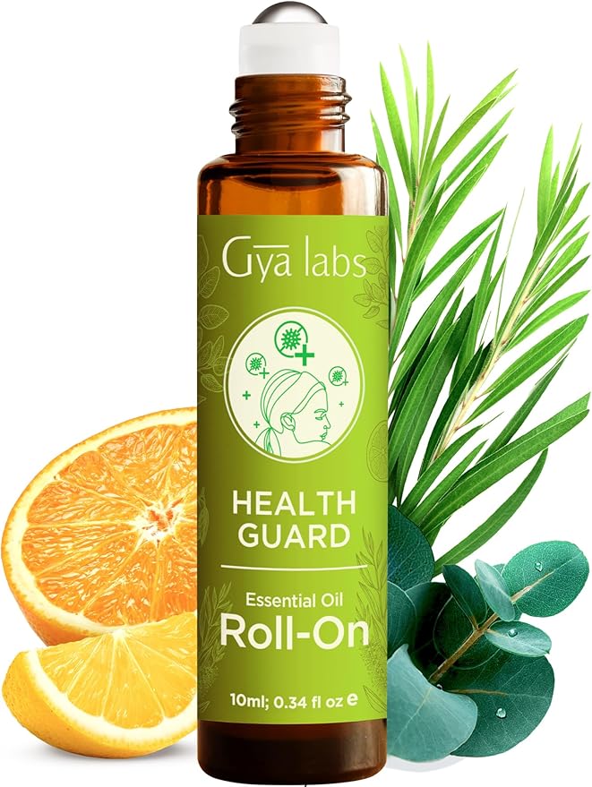 Gya Labs Health Guard Essential Oil Roll on - Protective On Guard Essential Oil Roller - 100% Pure Natural, Aromatherapy Blend with Tea Tree & Eucalyptus, Travel Size (0.34 Fl Oz)