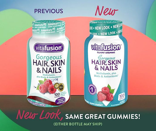 Vitafusion Gorgeous Hair, Skin & Nails Multivitamin Gummy Vitamins, 100ct (Pack of 2)