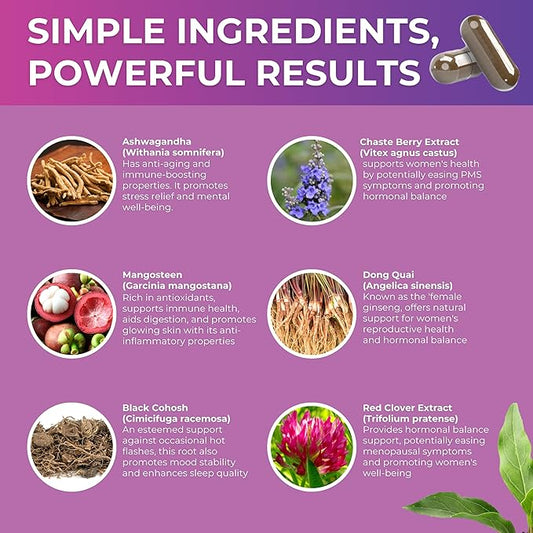Advanced Perimenopause Support Supplement for Women | Supports Hormonal Balance | Provides Menopause Relief, Hot Flash & Night Sweats Relief | Clinically Proven Ingredients | 120 Capsules