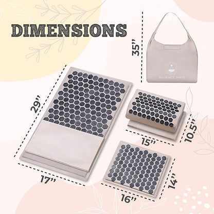 Acupressure Mat & Pillow – Natural Back & Neck Pain Relief, Stress Relief, and Better Sleep Kit (Includes Pillow & Carry Bag, Soft Cream).
