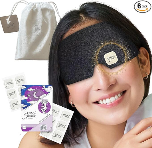 Blend Edition All in One & Cotton Eye Mask - Natural Essential Oil Scented - Aromatherapy Stickers for Eye Mask -/Relaxing & Sleeping (12 Stickers/pack, 1 Pack) (Trial Set, Relax)