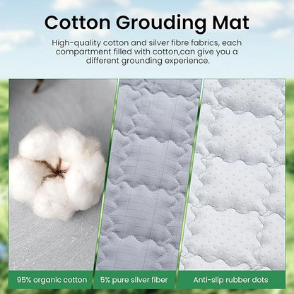 Grounding Mat for Bed, Silver Fiber Grounding Blanket – Stress & Pain Relief, Enhanced Sleep, Inflammation Reduction, Balance Restoration - Gifts for Women | Gray 35"x50"