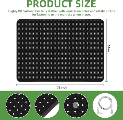 Grounding Mat, Grounding Mat for Bed with Grounding Cord, Soft PU Leather Grounding Sleep Mat, Grounding Mat for Better Sleep, Pain and Stress Relief (54x78inch)