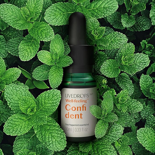 LIVEDROPS 24/7 Confident Peppermint Essential Oil - Made in USA Globally sourced Ingredients - Pure & Natural - Aromatherapy - Dilute in Carrier Oil for The Skin or use in a Diffuser